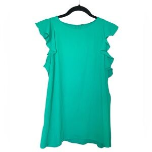 Tahari True‎ Green Flutter Sleeve Dressy Blouse In Size Small